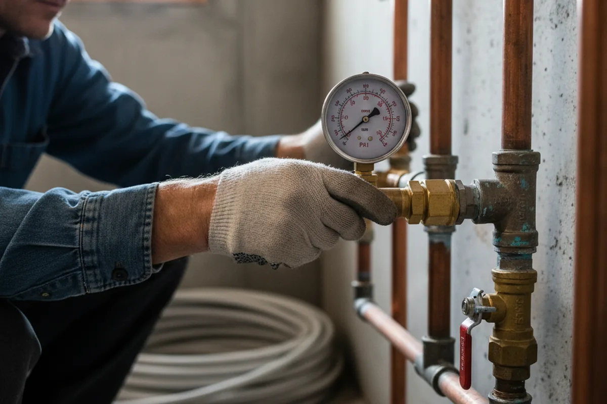 Pressure testing a repaired line during Water Line Repair in Dyess AFB